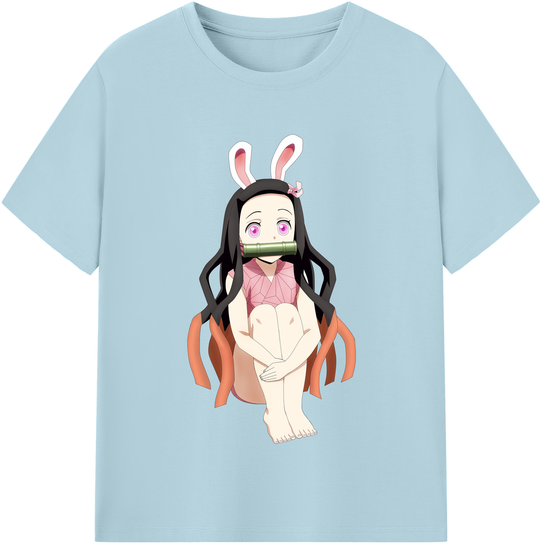 （画像用） 鬼滅の刃（きめつのやいば）竈門 禰󠄀豆子／かまど ねずこ Kamado Nezuko 綿100％半袖Tシャツ（フロントプリント）